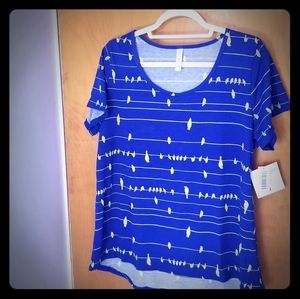 Lularoe NWT L blue and yellow birds on wire